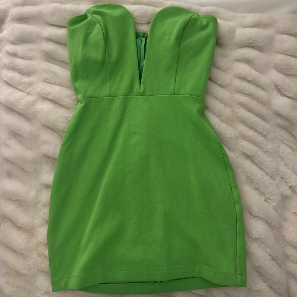 FORE green strapless dress